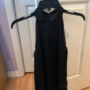 INC International Concepts pleated halter top, black